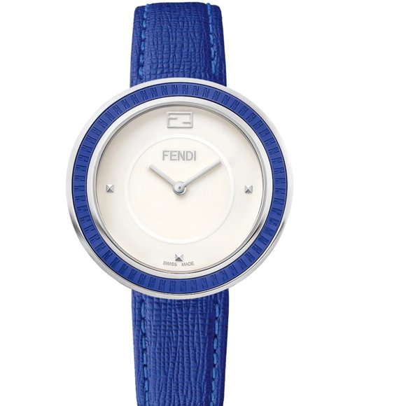 New! Fendi 36mm Blue Ceremic Calfskin Women\'s Watch!